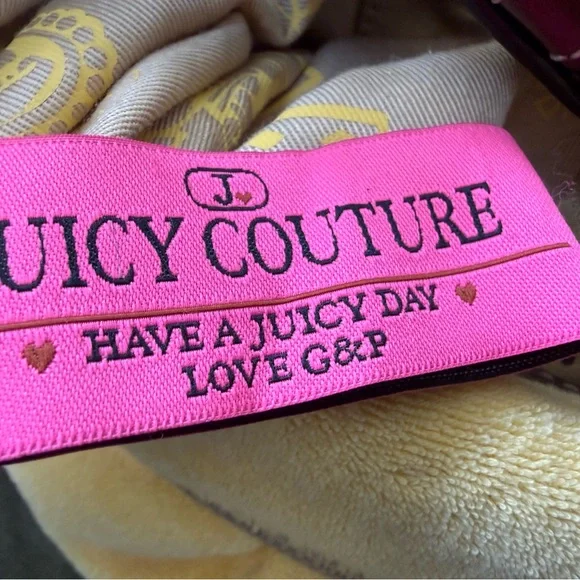 Y2K Juicy Couture Yellow Velour Strawberry Fields Gigi hobo - Picture 5 of 10